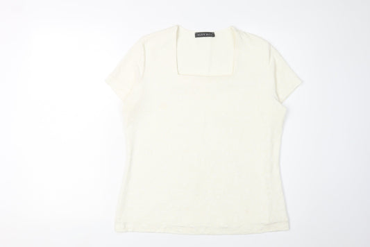Womens UK Size L Alex & Co. Ivory Basic T-Shirt