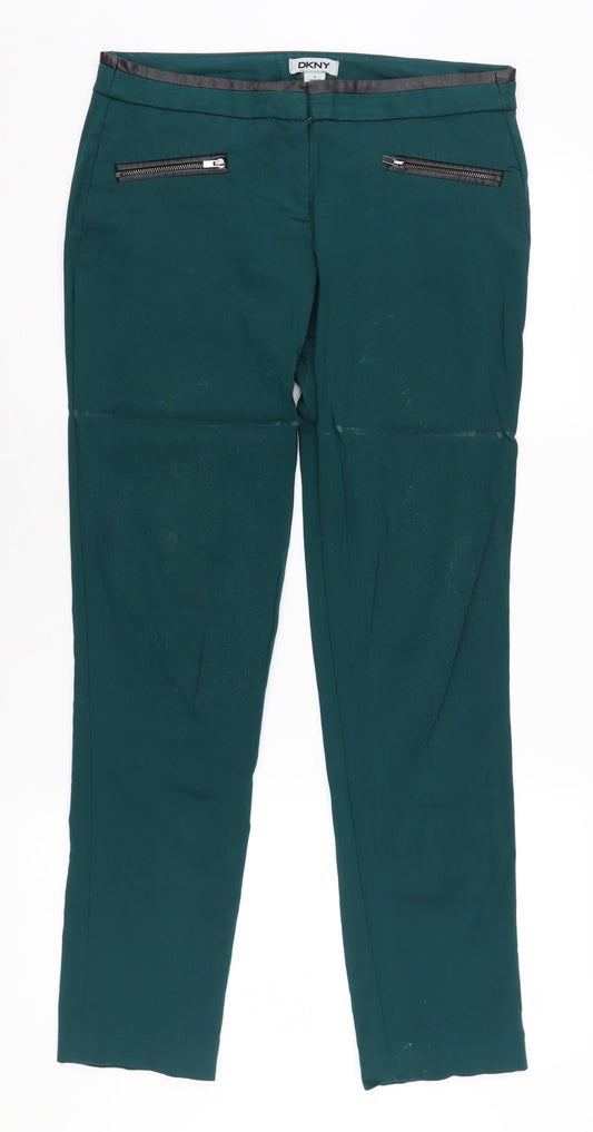 Womens UK Size 4 DKNY Regular Fit Straight Green Trousers