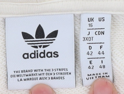 Adidas Women's Ivory Hooded Pullover Hoodie Size 16