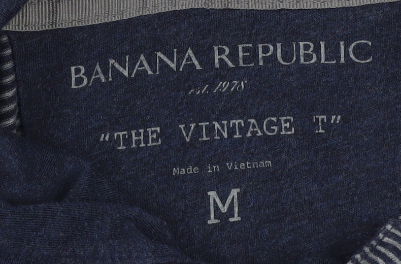 Mens UK Size M Banana Republic Blue Henley Hoodie