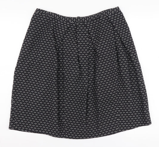 DAKS Women's Black Geometric Skirt, Size 14, Elegant Style