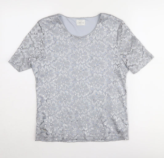 Womens UK Size 10 Eastex Silver T-Shirt