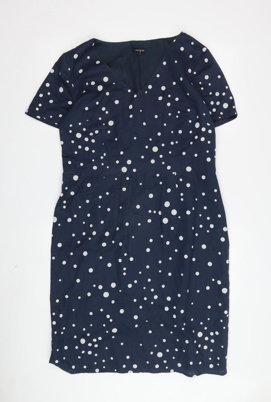 Jaeger Women's Blue Polka Dot Dress Size 14