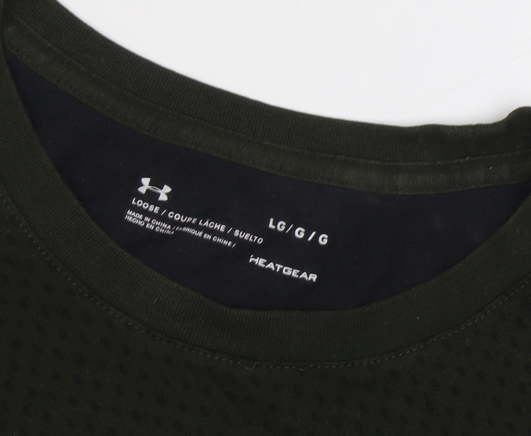 Under Armour Men's Black Green Colourblock T-Shirt L