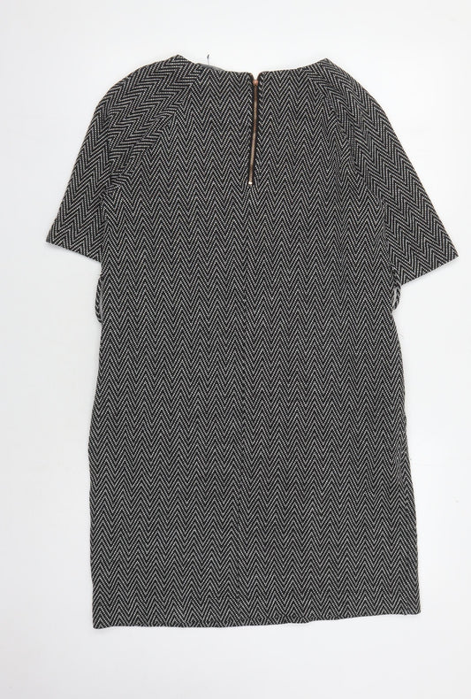 Next Women's Black Chevron Shift Dress Size 12