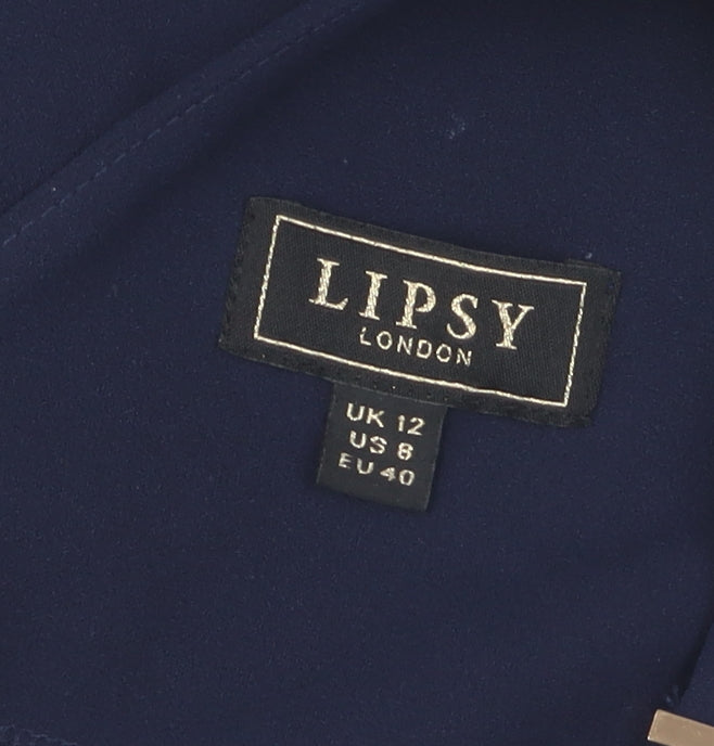Lipsy London Women's Blue Sleeveless Shift Dress - Size 12