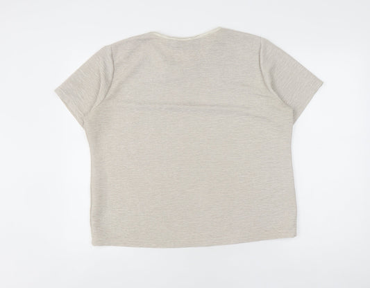 Womens UK Size L 18-20 Honor Millburn Beige Basic T-Shirt