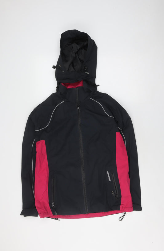 Technolayer Women's Black Lightweight Waterproof Hooded Jacket Size 12