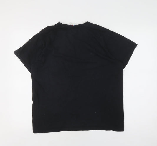 Russell Men's Black Graphic L T-Shirt 100% Cotton