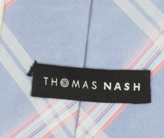 Thomas Nash Men's Blue Checkered Polyester Tie