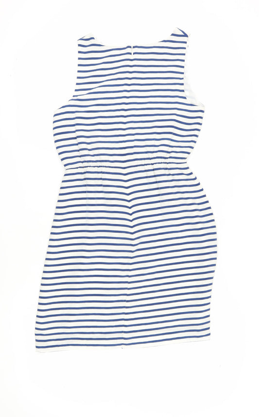 J.Crew Women's Blue Striped Silk Sheath Dress Size 6