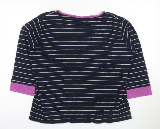 Isle Women's Black Striped 3/4 Sleeve Jersey T-Shirt