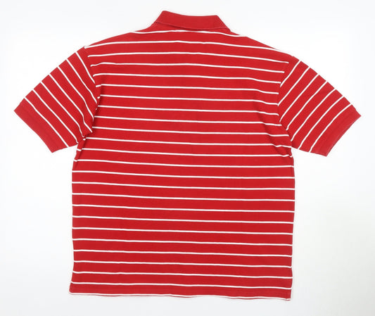 Marks and Spencer Men's Red Striped Polo Shirt S