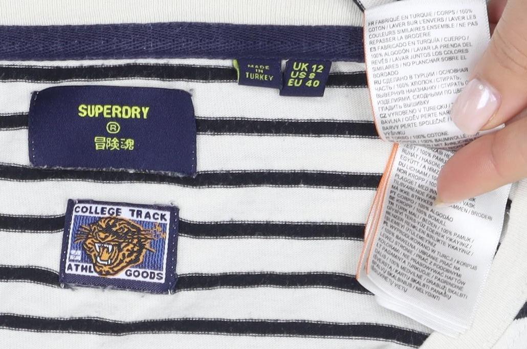 Womens UK Size 12 Superdry White Basic T-Shirt