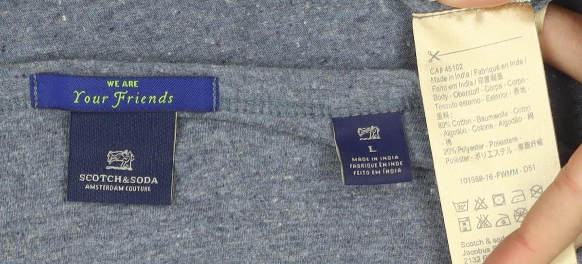 Scotch & Soda Men's Blue L T-Shirt, Short Sleeve, Graphic