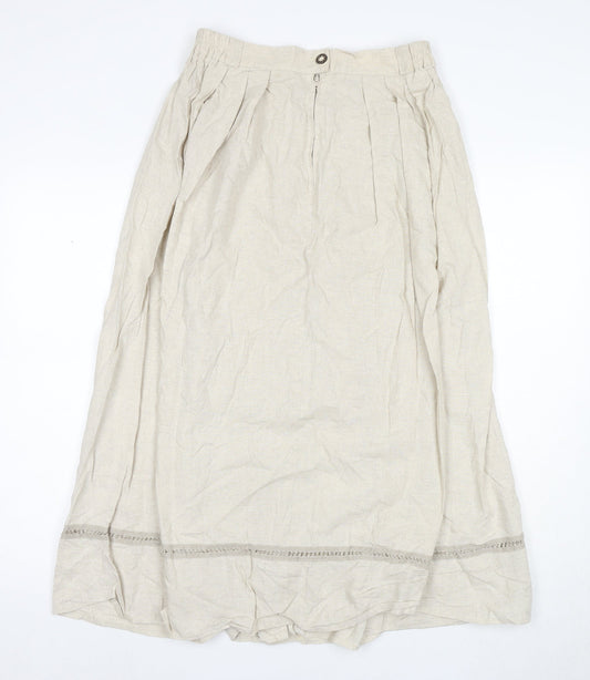 Ricany Women's Beige Pleated Midi Skirt Size 12