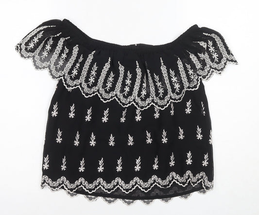Womens UK Size 6 River Island Black Off the Shoulder Blouse