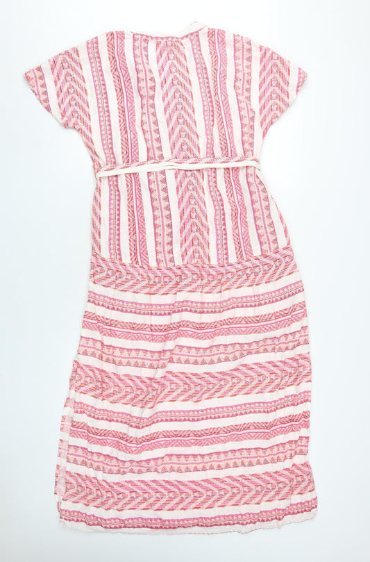 Next Women's Pink Striped Kaftan Dress Size S