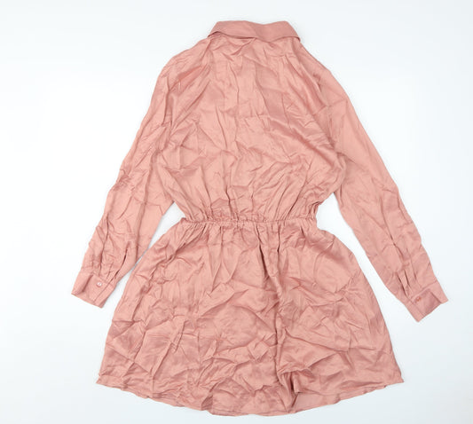 Zara Pink Women’s Shirt Dress, Size 8, Spring Casual