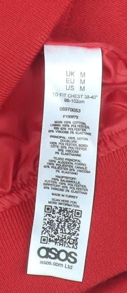 ASOS Red Bomber Jacket - Men's M Cotton