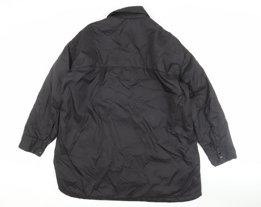 Zara Men's Black Puffer Jacket M Snap Closure Casual