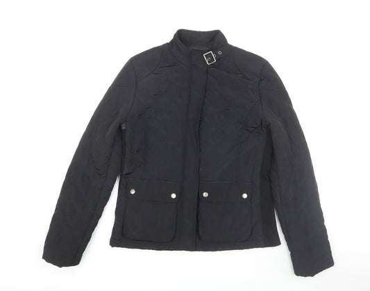 Womens UK Size 12 Mango Black Quilted Coat