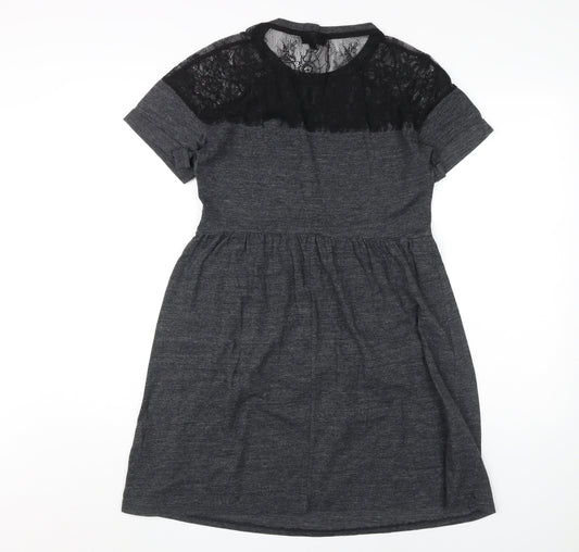 Topshop Women's Grey Fit & Flare Dress UK 10