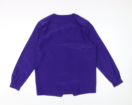 Alexon Women's Purple Blouse, Size 10, V-Neck, Long Sleeve
