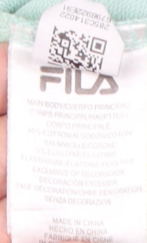 Brand and care label for Fila unisex blue pullover sweatshirt s