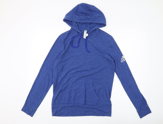 Additional front view of Adidas Women's Blue S Pullover Hoodie with Logo