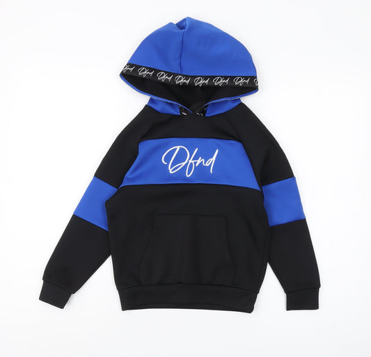 DFND Boys Black Blue Pullover Hoodie Size 7-8