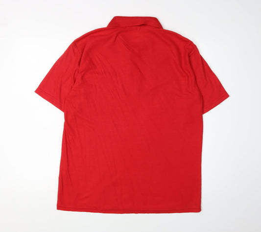 Moda Impresion Men's Red Polo Medium Short Sleeve Casual