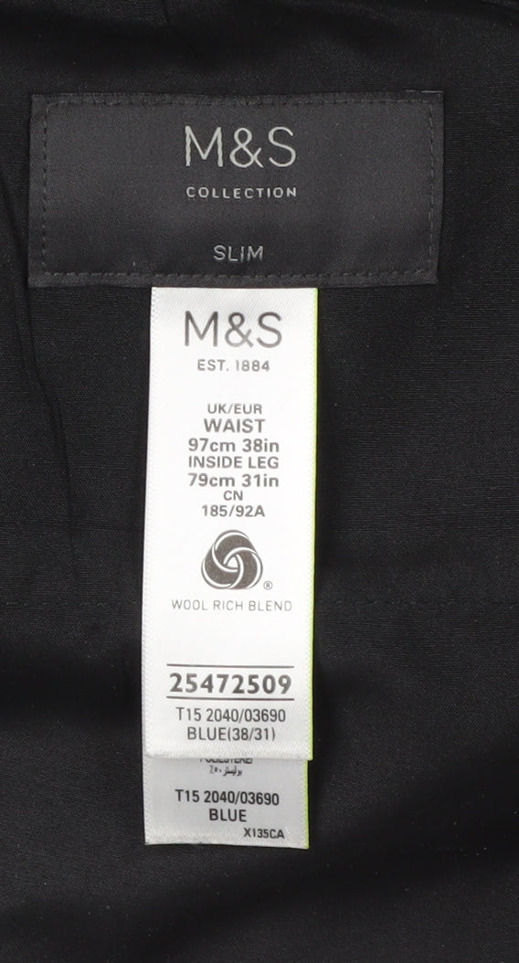 Marks and Spencer Men's Blue Slim Dress Pants