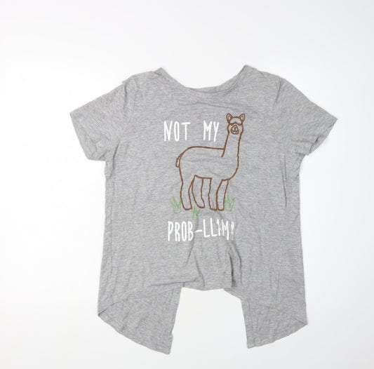 Womens UK Size 8 Golddigga Grey Basic T-Shirt
