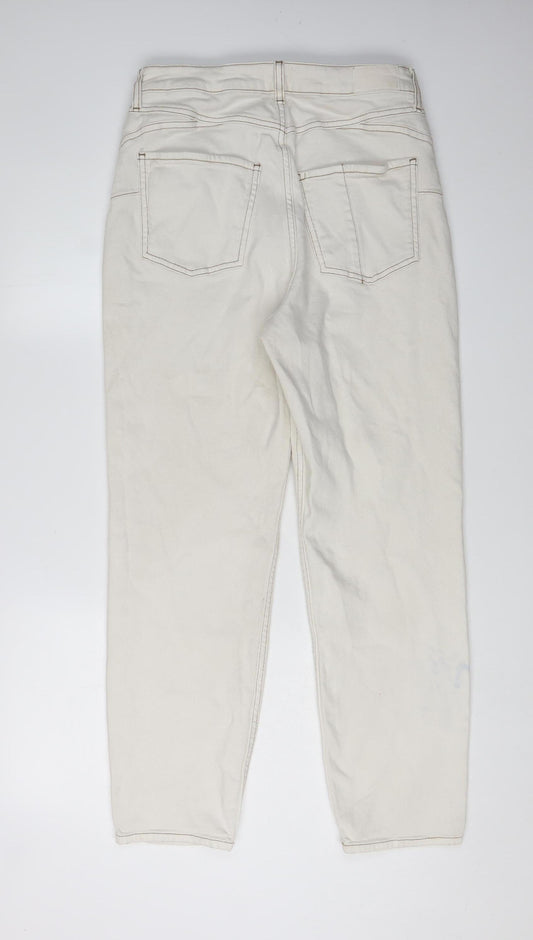 River Island Women's Ivory High-Waisted Jeans Size 12