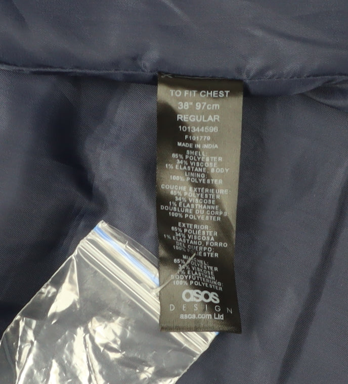 ASOS DESIGN Men's Blue Waistcoat, Size 38, Regular Fit