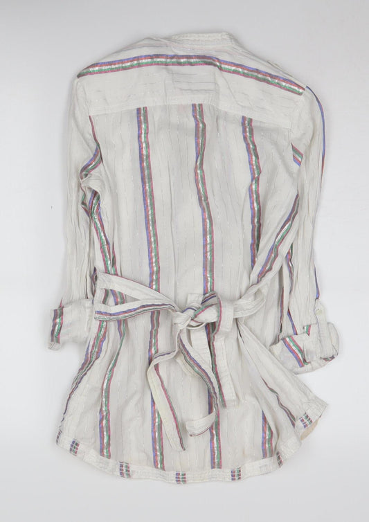 Womens UK Size XS Superdry White Basic Button-Up