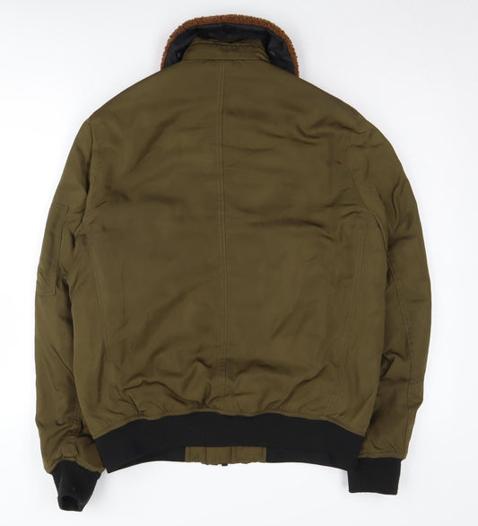 ASOS Men's Green Bomber Jacket, S, Zipped Pockets