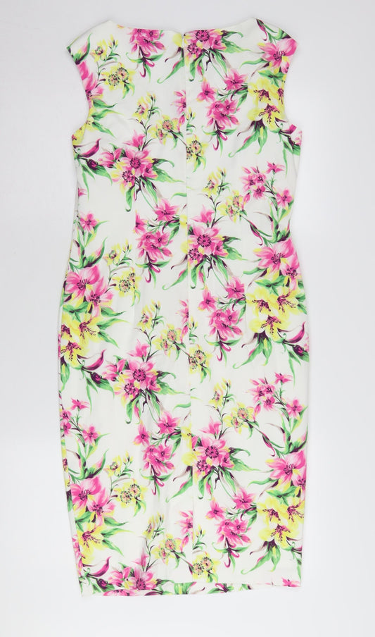 Viyella Petites Floral Sheath Dress Size 8, Multicoloured