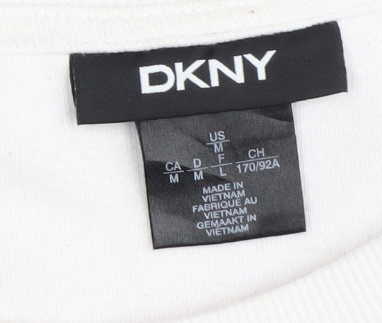 DKNY Women's White Sequin Pullover Sweatshirt M