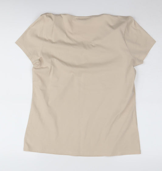 Laura Ashley Women's Beige Size 12 Embroidered T-Shirt