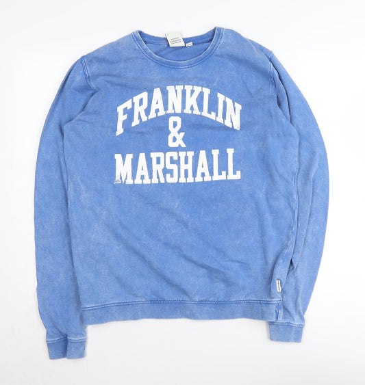 Additional front view of Franklin & Marshall Teens Blue Pullover Sweatshirt