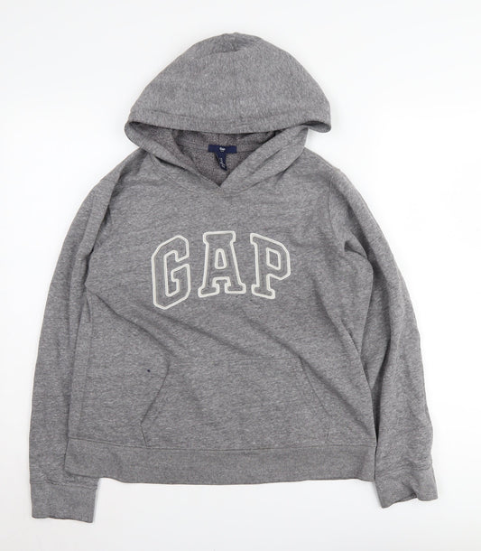 Additional front view of Gap unisex grey logo pullover hoodie, size M