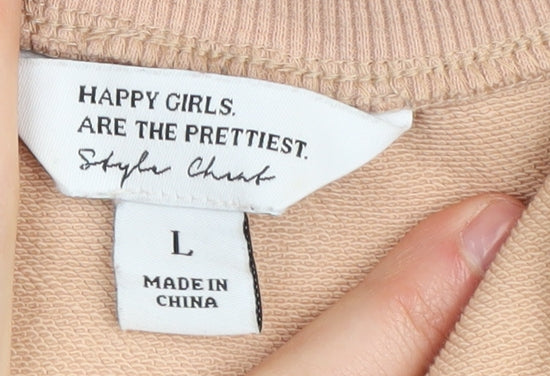 Happy Girls Are The Prettiest Women's Beige Tunic Sweatshirt Size L