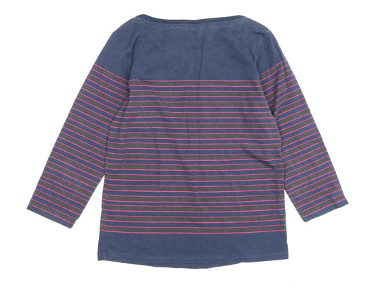 Maine New England Women's Blue Striped T-Shirt Size 14