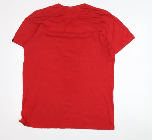 Adidas Men's Red Logo T-Shirt, Size M, Cotton Crew Neck