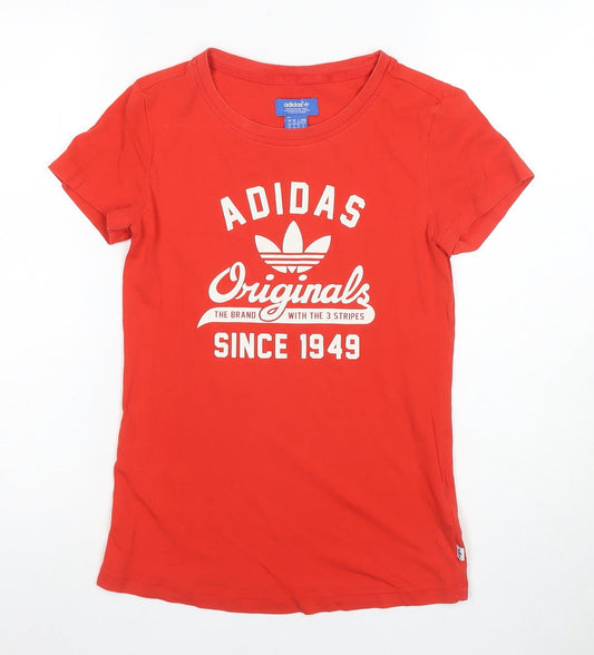 Additional front view of Adidas Women's Red T-Shirt, size 6, Sporty Casual Style