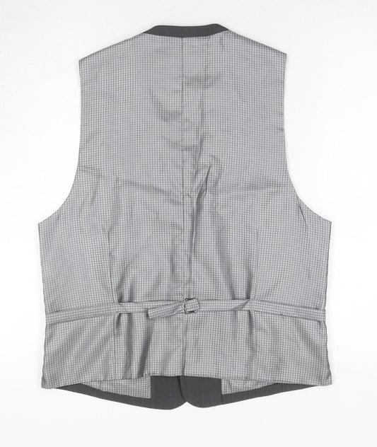 1860 Men's Grey Check Waistcoat, Size 40R