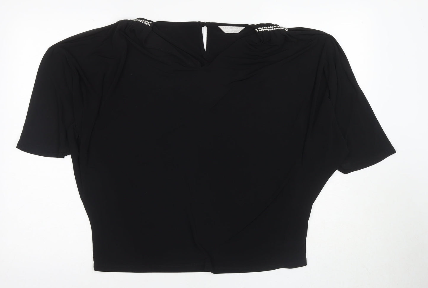 Colebrooke Women's Black Blouse M Beaded Dolman Sleeves