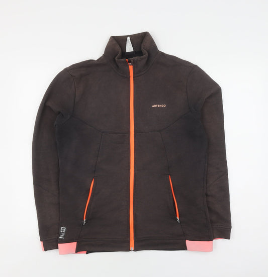 Additional front view of Artengo Men's Black Track Jacket, size M, Full Zip